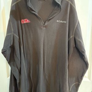 Columbia Gray Fleece 1/4 zip Pullover with Ole Miss logo